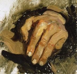 "Рука", этюд к картине "Солдат" начало 1960 г.г. К.М. 15Х14