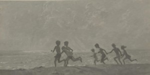 "Бегущие дети". Этюд к картине "Небо.Море. Дети" конец 1960 - начало 1970 г.г.